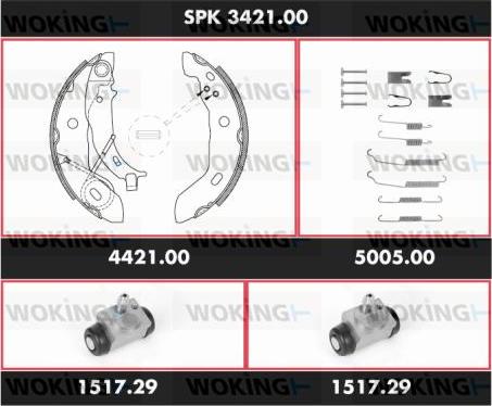 Woking SPK 3421.00 - Комплект гальм, барабанний механізм autocars.com.ua