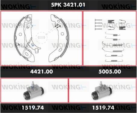 Woking SPK 3421.01 - Комплект гальм, барабанний механізм autocars.com.ua