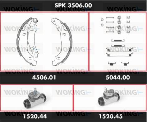 Woking SPK 3506.00 - Комплект гальм, барабанний механізм autocars.com.ua