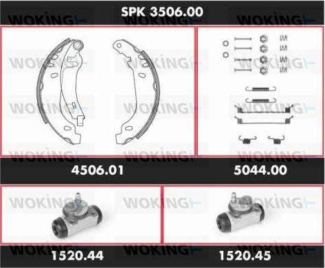 Woking SPK 3506.00 - Комплект тормозных колодок, барабанные avtokuzovplus.com.ua