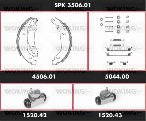 Woking SPK 3506.01 - Комплект гальм, барабанний механізм autocars.com.ua