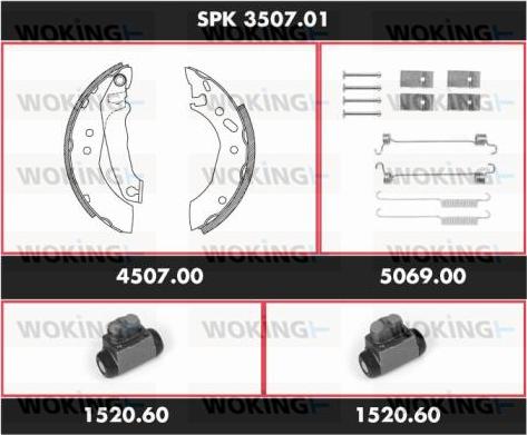 Woking SPK 3507.01 - Комплект гальм, барабанний механізм autocars.com.ua