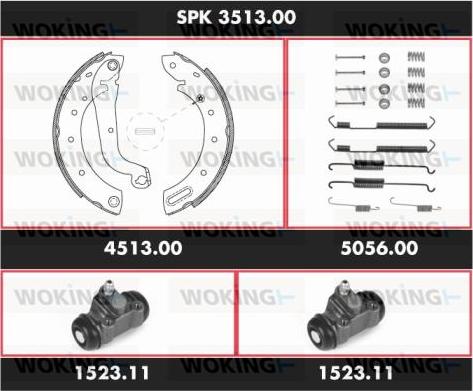 Woking SPK 3513.00 - Комплект тормозных колодок, барабанные autodnr.net