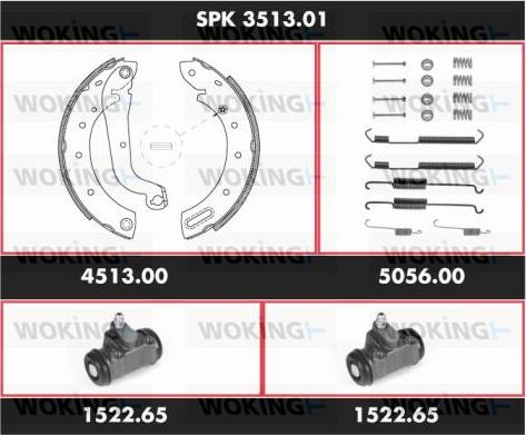 Woking SPK 3513.01 - Комплект тормозных колодок, барабанные avtokuzovplus.com.ua