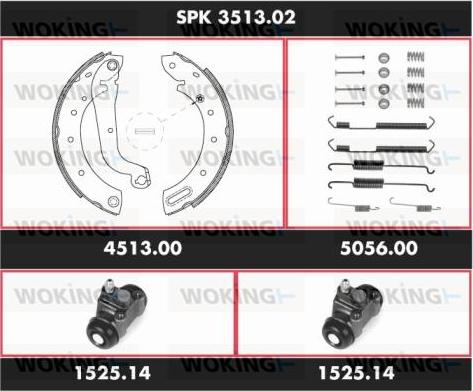 Woking SPK 3513.02 - Комплект гальм, барабанний механізм autocars.com.ua