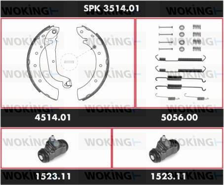 Woking SPK 3514.01 - Комплект тормозных колодок, барабанные autodnr.net