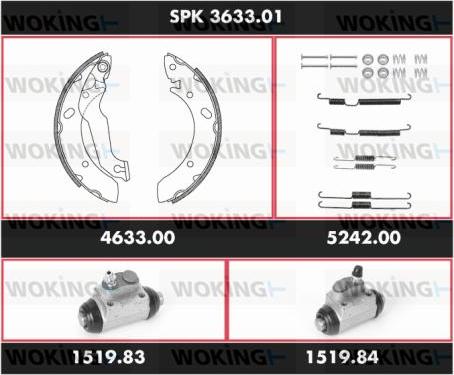 Woking SPK 3633.01 - Комплект тормозных колодок, барабанные avtokuzovplus.com.ua