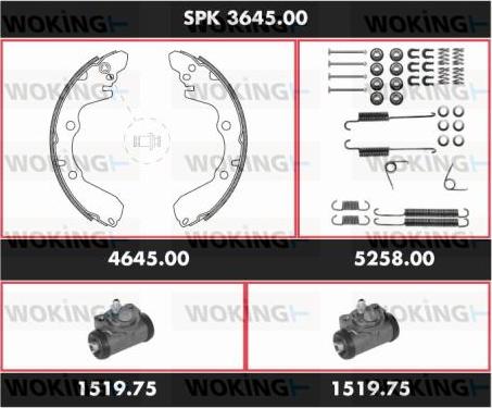 Woking SPK 3645.00 - Комплект тормозных колодок, барабанные autodnr.net