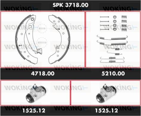 Woking SPK 3718.00 - Комплект гальм, барабанний механізм autocars.com.ua