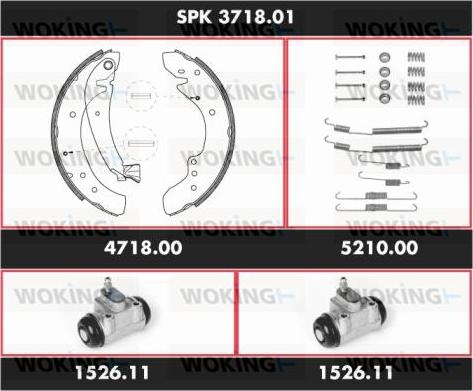 Woking SPK 3718.01 - Комплект гальм, барабанний механізм autocars.com.ua