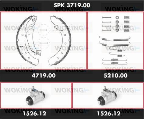 Woking SPK 3719.00 - Комплект гальм, барабанний механізм autocars.com.ua