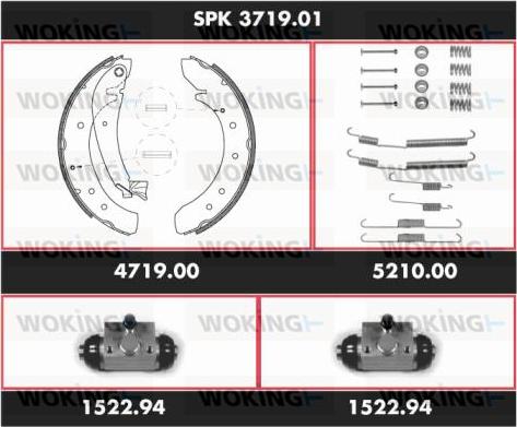 Woking SPK 3719.01 - Комплект гальм, барабанний механізм autocars.com.ua