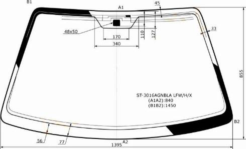 XYG 3016AGNBLALFWHX - Вітрове скло autocars.com.ua