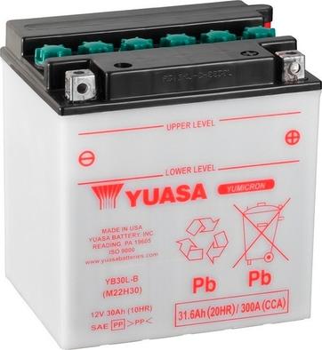 Yuasa YB30L-B - Стартерна акумуляторна батарея, АКБ autocars.com.ua