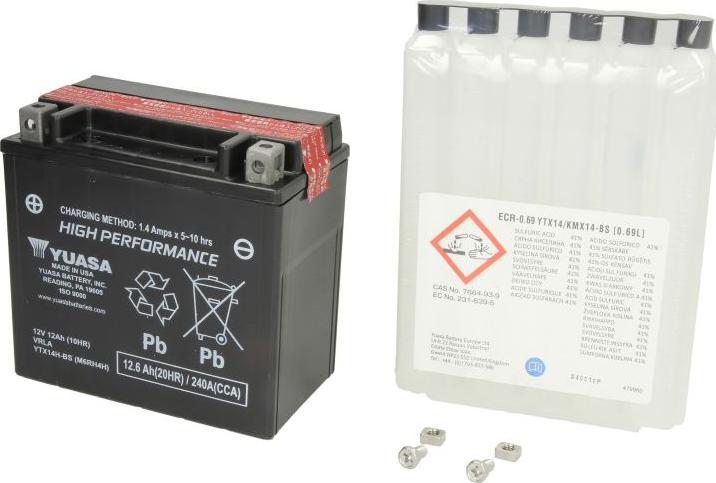 Yuasa YTX14H-BS - Стартерна акумуляторна батарея, АКБ autocars.com.ua