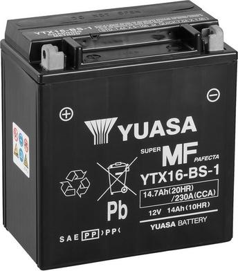 Yuasa YTX16-BS-1 - Стартерная аккумуляторная батарея, АКБ autodnr.net