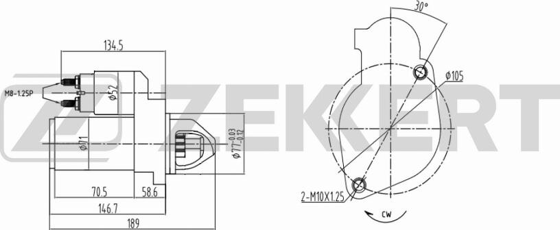 Zekkert AN-1010 - Стартер Mitsubishi Lancer IX 03-  Galant VIII 96-  Grandis 04-  Airtrek 02- autodnr.net