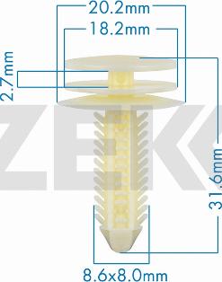 Zekkert BE-3772 - Клипса крепёжная General Motors миним. кол-во заказа 10 шт autodnr.net