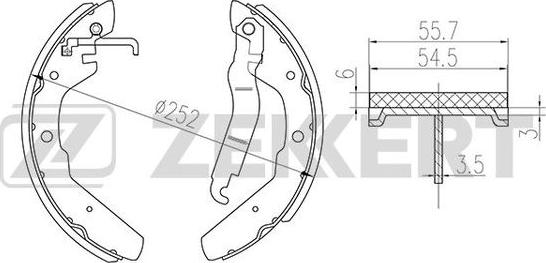 Zekkert BK-4076 - Комплект тормозных колодок, барабанные avtokuzovplus.com.ua