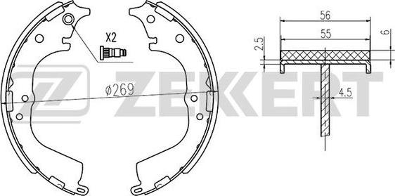 Zekkert BK-4107 - Комплект тормозных колодок, барабанные avtokuzovplus.com.ua