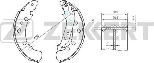 Zekkert BK-4115 - Комплект тормозных колодок, барабанные avtokuzovplus.com.ua