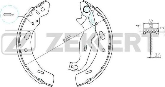 Zekkert BK-4132 - Комплект гальм, барабанний механізм autocars.com.ua