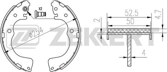 Zekkert BK-4173 - Комплект гальм, барабанний механізм autocars.com.ua