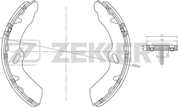 Zekkert BK-4186 - Комплект гальм, барабанний механізм autocars.com.ua