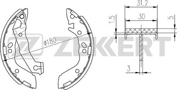 Zekkert BK-4217 - Комплект тормозных колодок, барабанные avtokuzovplus.com.ua