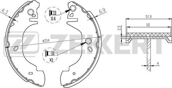 Zekkert BK-4290 - Комплект тормозных колодок, барабанные autodnr.net