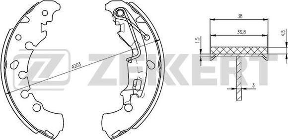 Zekkert BK-4302 - Комплект тормозных колодок, барабанные avtokuzovplus.com.ua