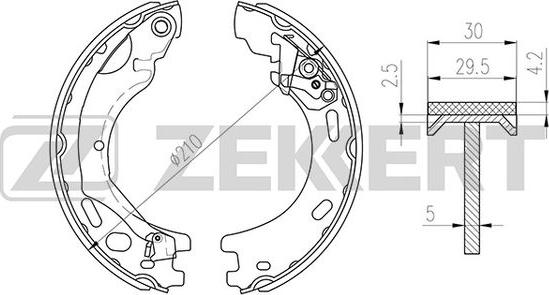 Zekkert BK-4312 - Комплект тормозных колодок, барабанные avtokuzovplus.com.ua