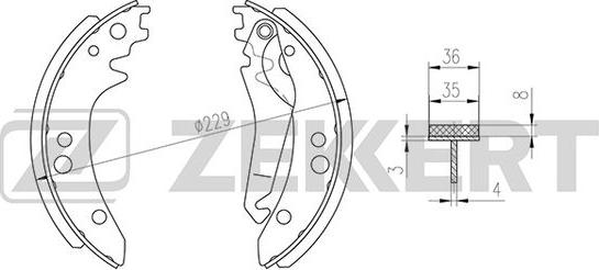 Zekkert BK-4314 - Комплект тормозных колодок, барабанные avtokuzovplus.com.ua