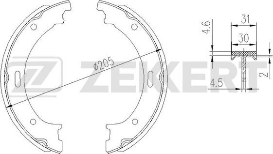 Zekkert BK-4343 - Комплект тормозных колодок, барабанные avtokuzovplus.com.ua