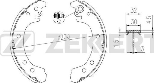 Zekkert BK-4348 - Комплект тормозных колодок, барабанные avtokuzovplus.com.ua