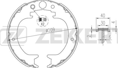 Zekkert BK-4349 - Комплект тормозных колодок, барабанные avtokuzovplus.com.ua