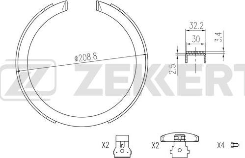 Zekkert BK-4353 - Комплект гальм, барабанний механізм autocars.com.ua