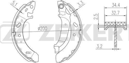 Zekkert BK-4366 - Комплект тормозных колодок, барабанные avtokuzovplus.com.ua