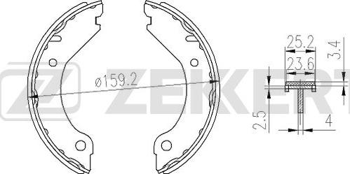 Zekkert BK-4369 - Комплект тормозных колодок, барабанные avtokuzovplus.com.ua