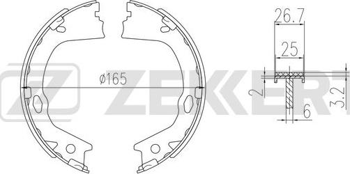 Zekkert BK-4373 - Комплект тормозных колодок, барабанные avtokuzovplus.com.ua