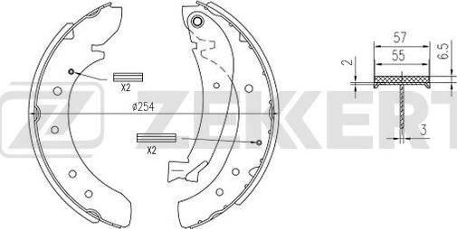 Zekkert BK-4375 - Комплект тормозных колодок, барабанные avtokuzovplus.com.ua