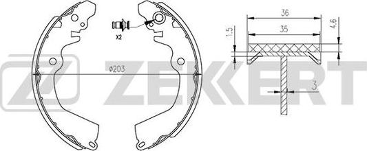 Zekkert BK-4466 - Комплект тормозных колодок, барабанные avtokuzovplus.com.ua