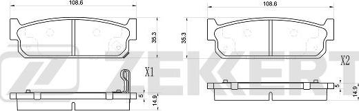 Zekkert BS-1027 - Тормозные колодки, дисковые, комплект avtokuzovplus.com.ua