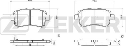 Zekkert BS-1038 - Тормозные колодки, дисковые, комплект autodnr.net