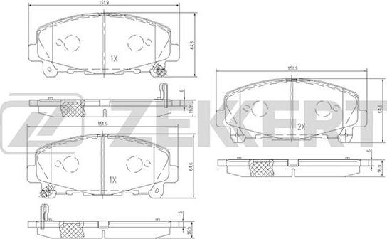 Zekkert BS-1134 - Гальмівні колодки, дискові гальма autocars.com.ua