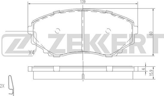 Zekkert BS-1153 - Гальмівні колодки, дискові гальма autocars.com.ua