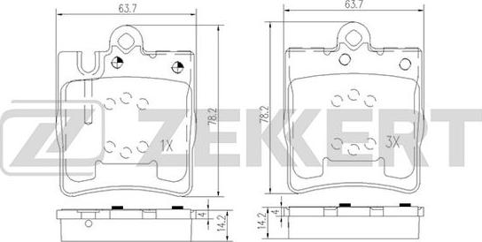 Zekkert BS-1165 - Тормозные колодки, дисковые, комплект autodnr.net