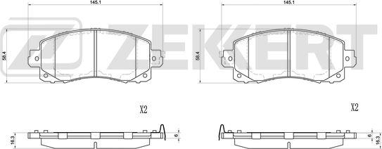 Zekkert BS-1174 - Тормозные колодки, дисковые, комплект avtokuzovplus.com.ua