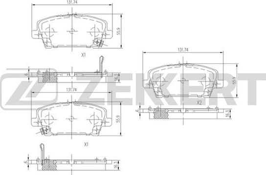 Zekkert BS-1227 - Тормозные колодки, дисковые, комплект avtokuzovplus.com.ua