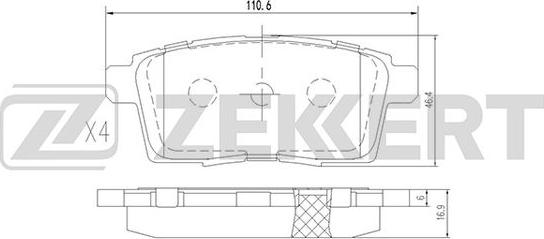 Zekkert BS-1229 - Колодки торм. диск. задн. Mazda CX-7 07-  CX-9 07- autodnr.net